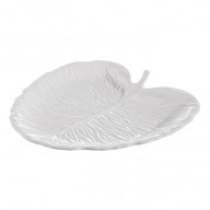 IXIA VASSOIO FOGLIA BIANCA CERAMICA 31X29X3,5