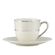 IVORY TAZZINA CAFFE CON PIATTINO BORDO PLATINO