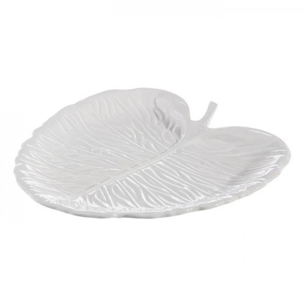 IXIA VASSOIO FOGLIA BIANCA CERAMICA 31X29X3,5