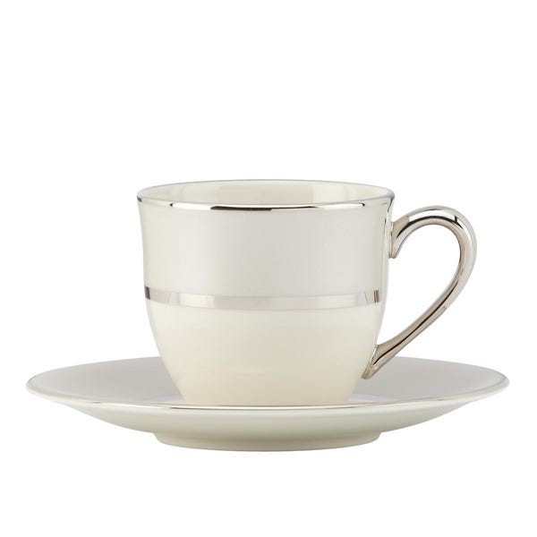 IVORY TAZZINA CAFFE CON PIATTINO BORDO PLATINO